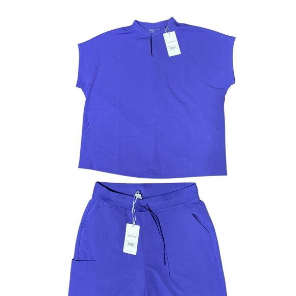 Mandala Periwinkle Dolman Top & Wide-Leg Scrub Set With Tie Waist NWT Large - Picture 8 of 10